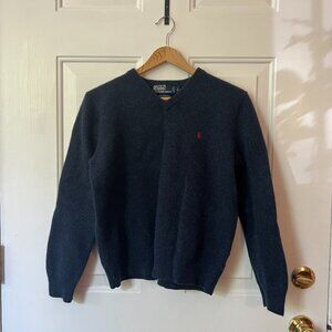 Polo by Ralph Lauren Shrunken Navy V-Neck Sweater